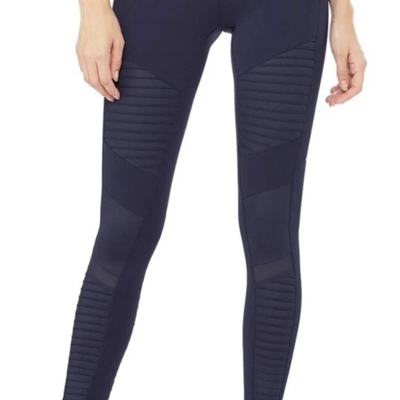 ALO Yoga Pants - ALO Yoga Navy Ribbed Leggings